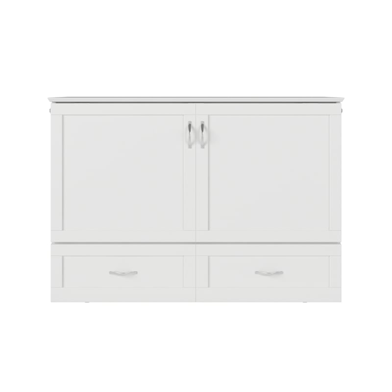 AFI Hamilton Full Solid Wood Murphy Bed Chest with Built-In Charger in White