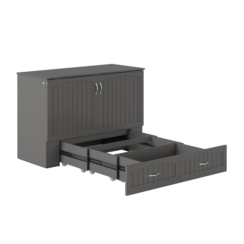 AFI Southampton Murphy Modern Solid Wood Full Bed Chest with Mattress in Gray