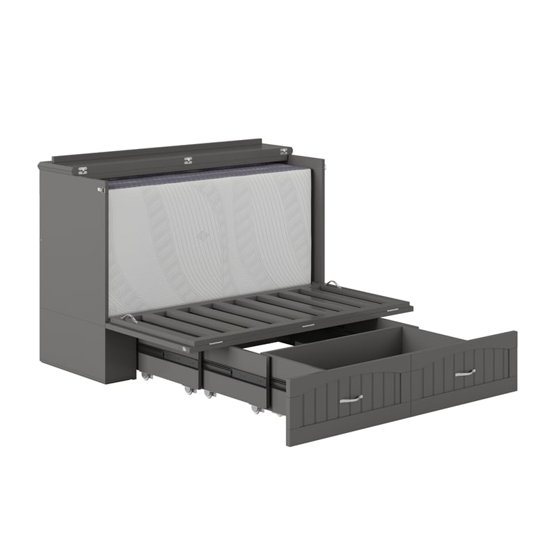 AFI Southampton Murphy Modern Solid Wood Full Bed Chest with Mattress in Gray