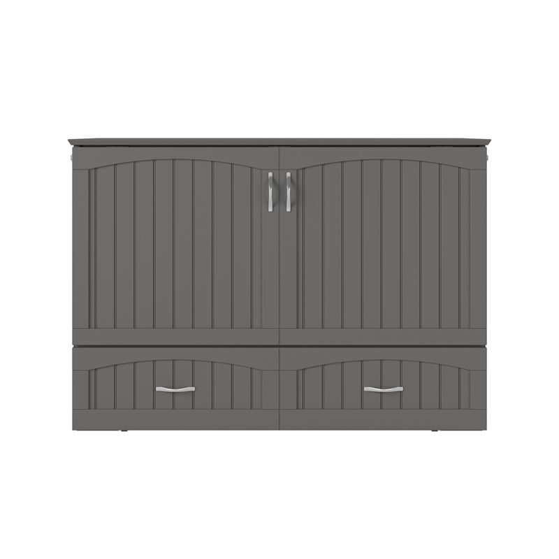 AFI Southampton Murphy Modern Solid Wood Full Bed Chest with Mattress in Gray