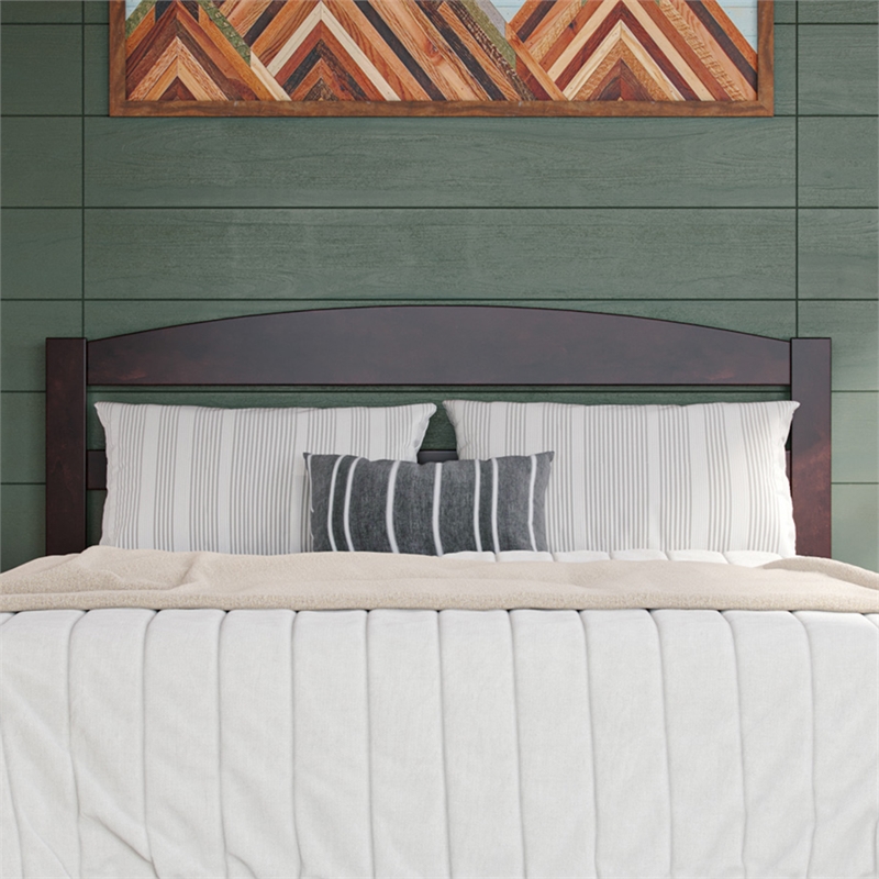 Warren Arched Horizontal Slat Solid Wood Headboard Full in Espresso
