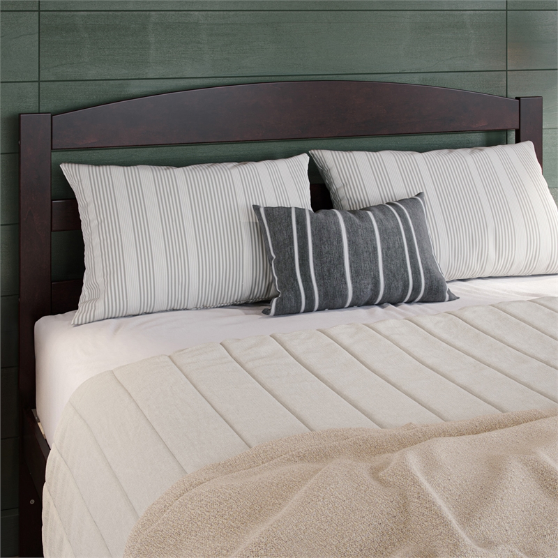 Warren Arched Horizontal Slat Solid Wood Headboard Full in Espresso