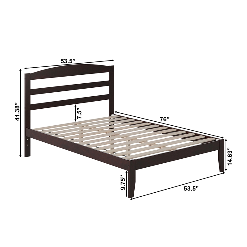 AFI Warren Solid Wood Full Platform Bed with USB Charger  in Espresso