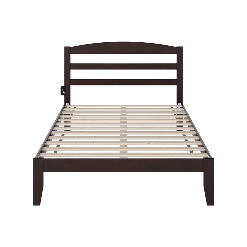 AFI Warren Solid Wood Full Platform Bed with USB Charger  in Espresso