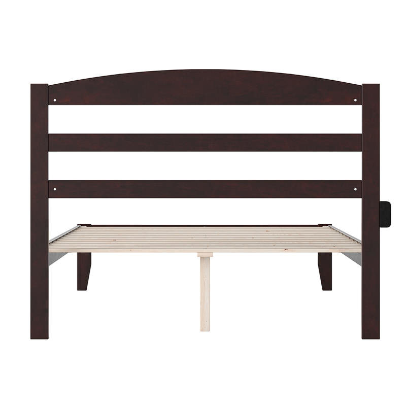 AFI Warren Solid Wood Full Platform Bed with USB Charger  in Espresso