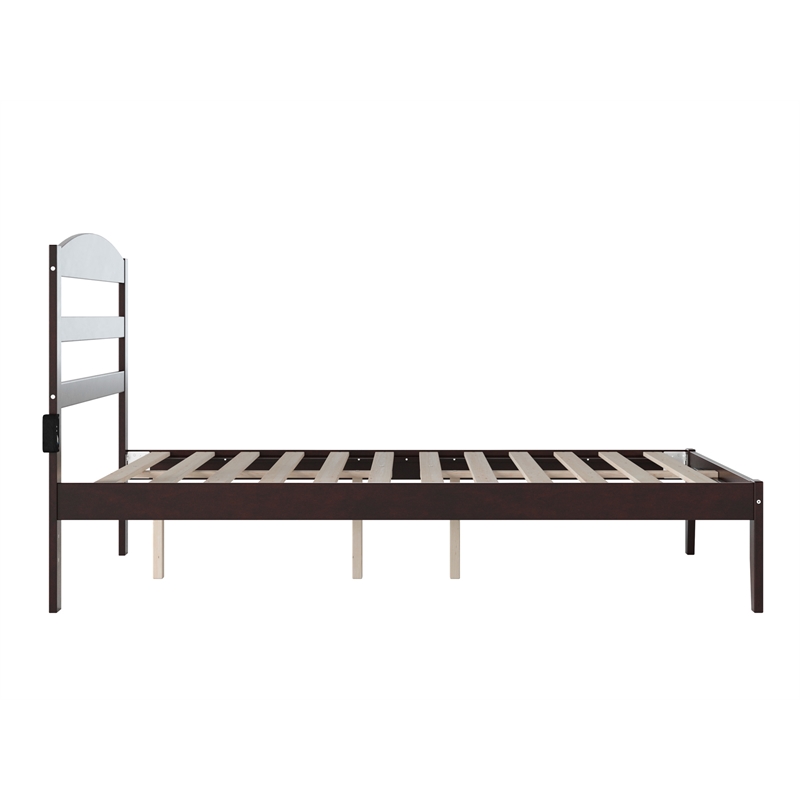 AFI Warren Solid Wood Full Platform Bed with USB Charger  in Espresso