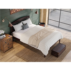 AFI Warren Solid Wood Queen Platform Bed with USB Charger in Espresso