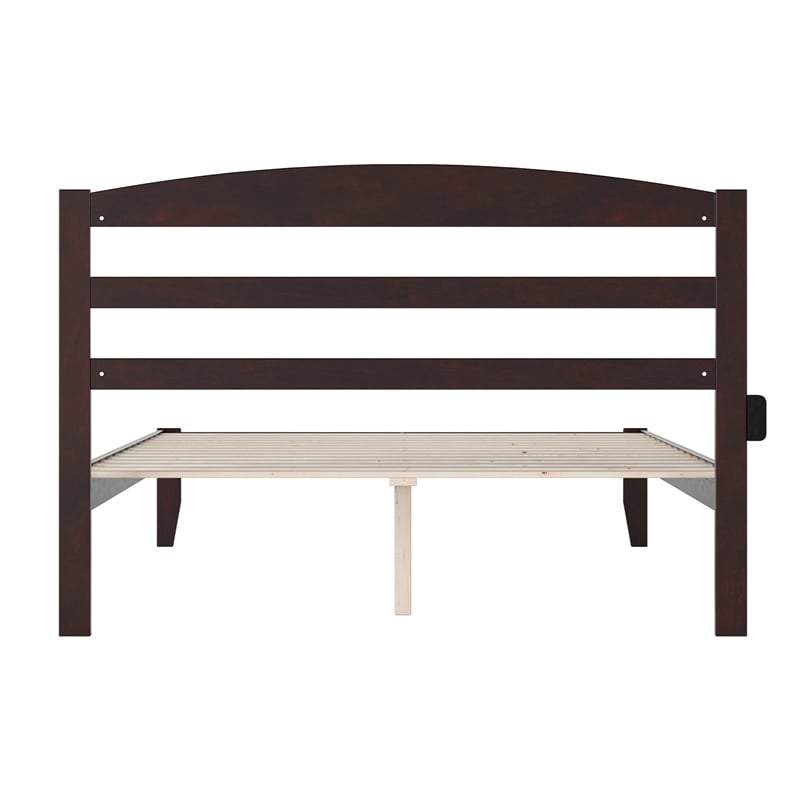 AFI Warren Solid Wood Queen Platform Bed with USB Charger in Espresso