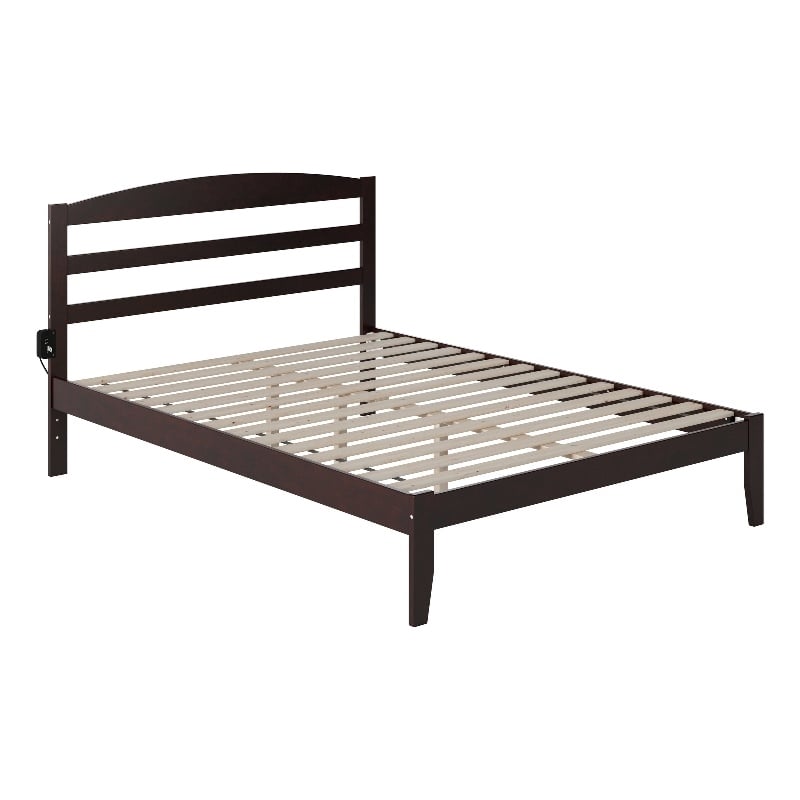 AFI Warren Solid Wood Queen Platform Bed with USB Charger in Espresso