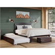 Warren Solid Wood Full Platform Bed with Twin Trundle in Espresso