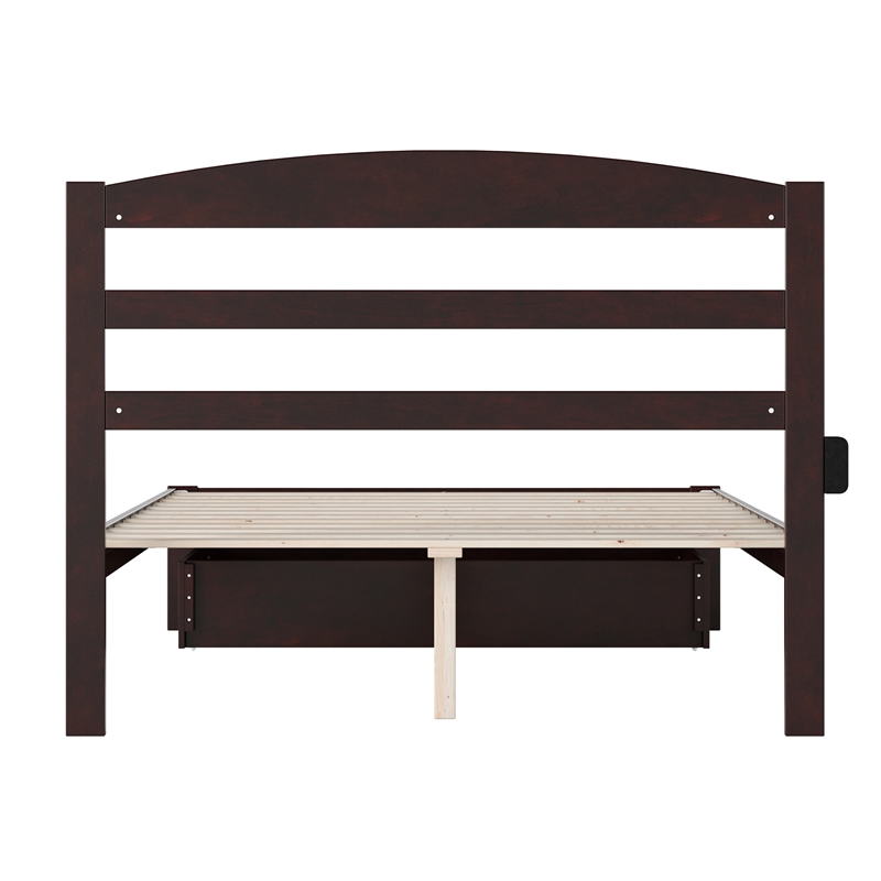Warren Solid Wood Platform Bed with Foot Drawer Full in Espresso