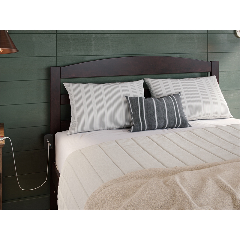 Warren Solid Wood Platform Bed with Foot Drawer Full in Espresso