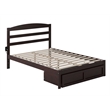 Warren Solid Wood Platform Bed with Foot Drawer Full in Espresso
