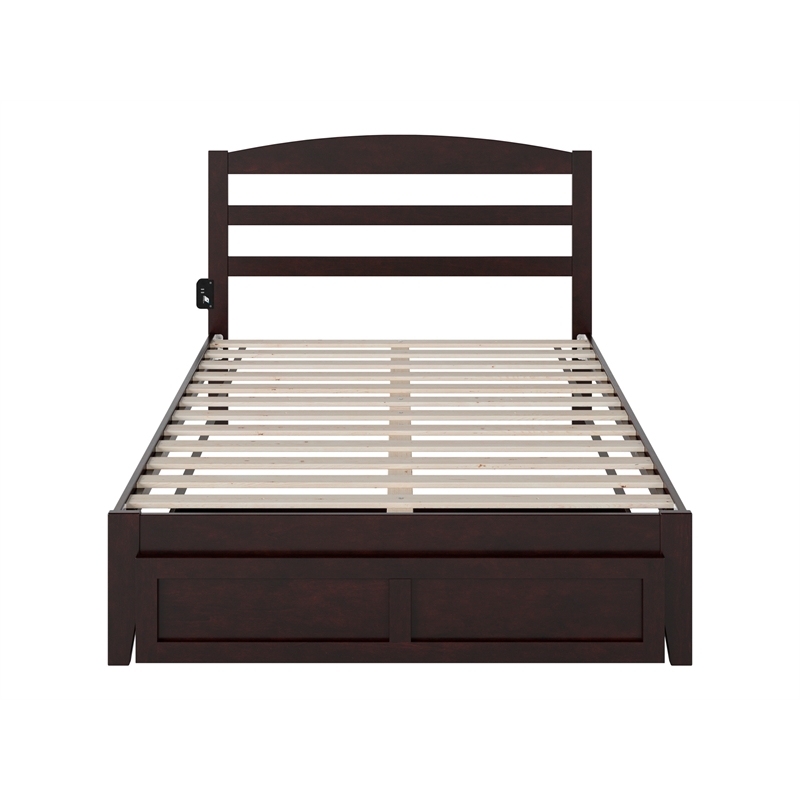 Warren Solid Wood Platform Bed with Foot Drawer Full in Espresso