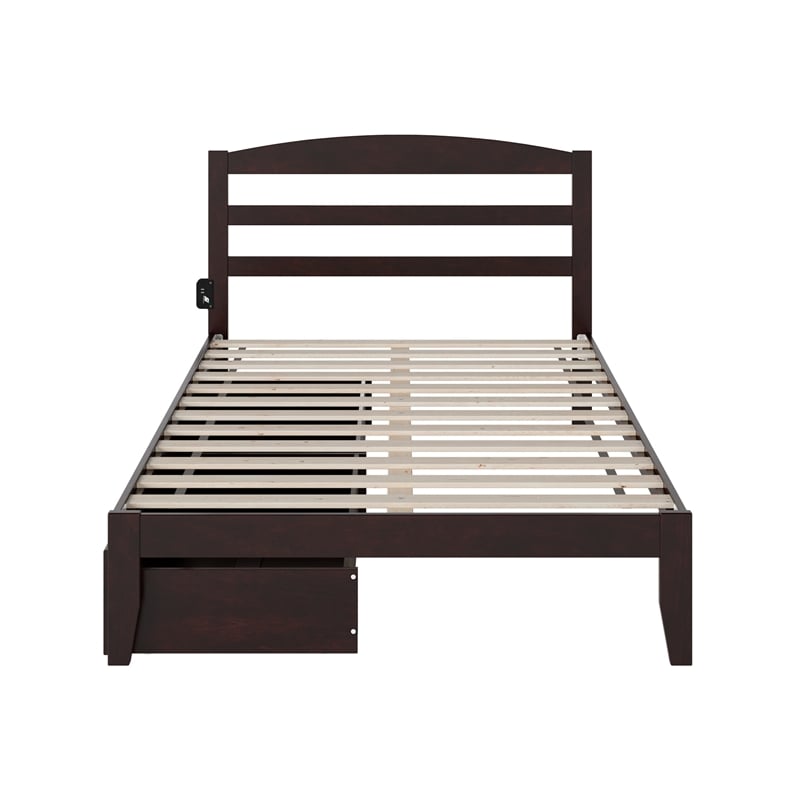 Warren Solid Wood Platform Bed with Storage Drawers Set of 2 Full Espresso