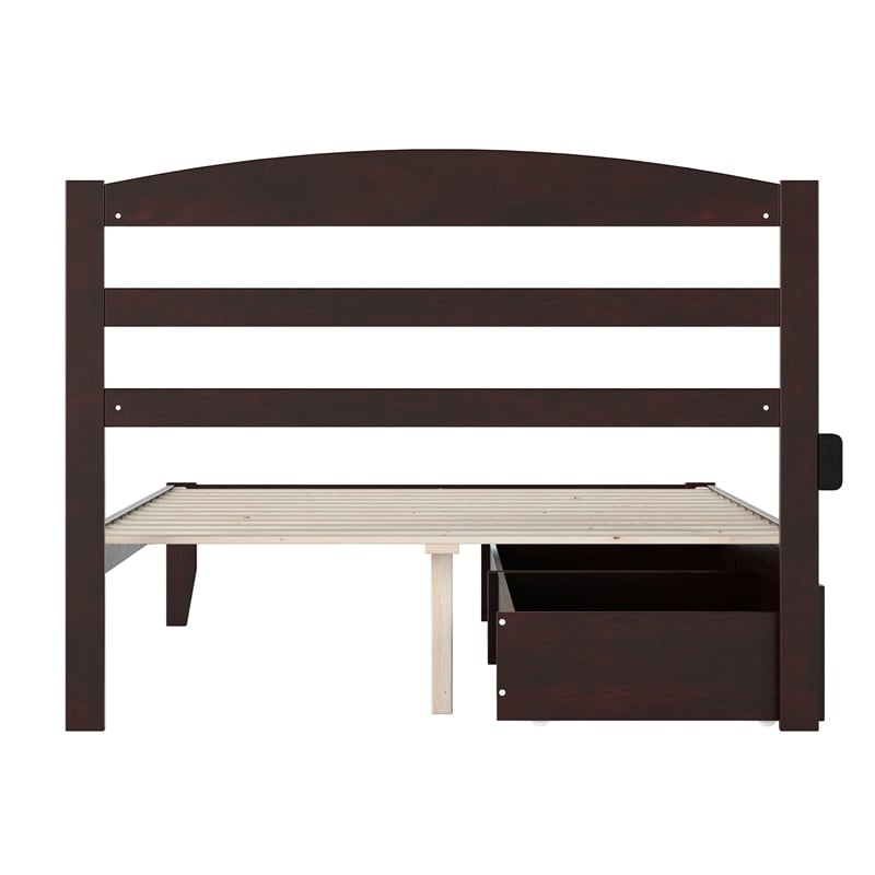 Warren Solid Wood Platform Bed with Storage Drawers Set of 2 Full Espresso