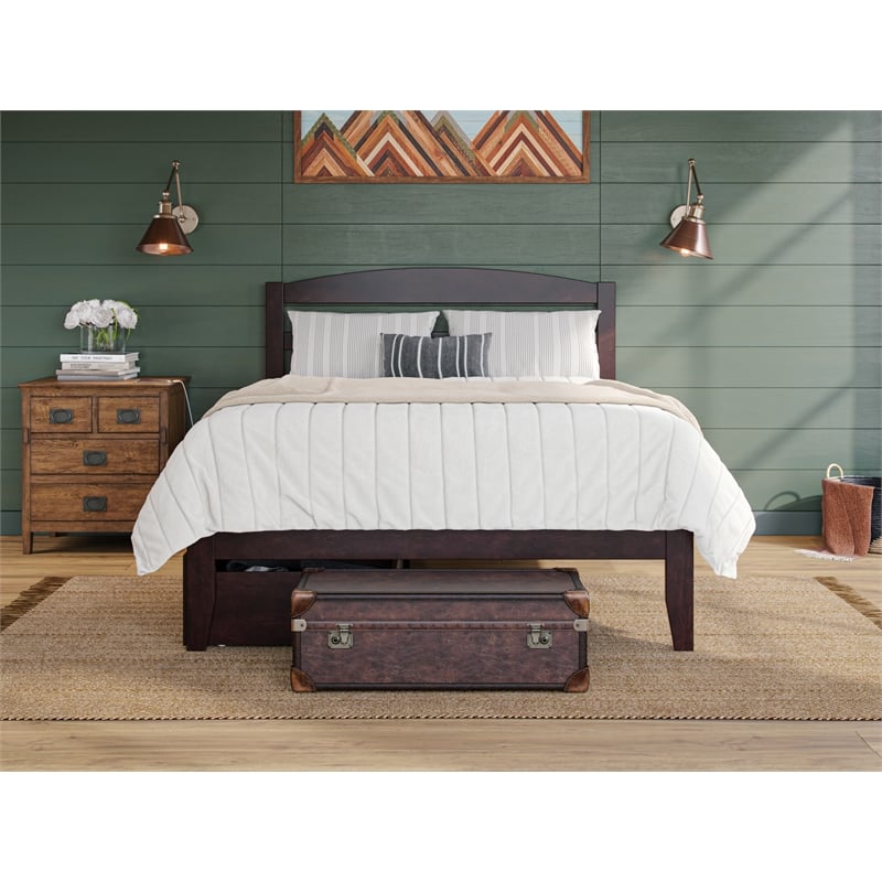 Warren Solid Wood Platform Bed with Storage Drawers Set of 2 Full Espresso