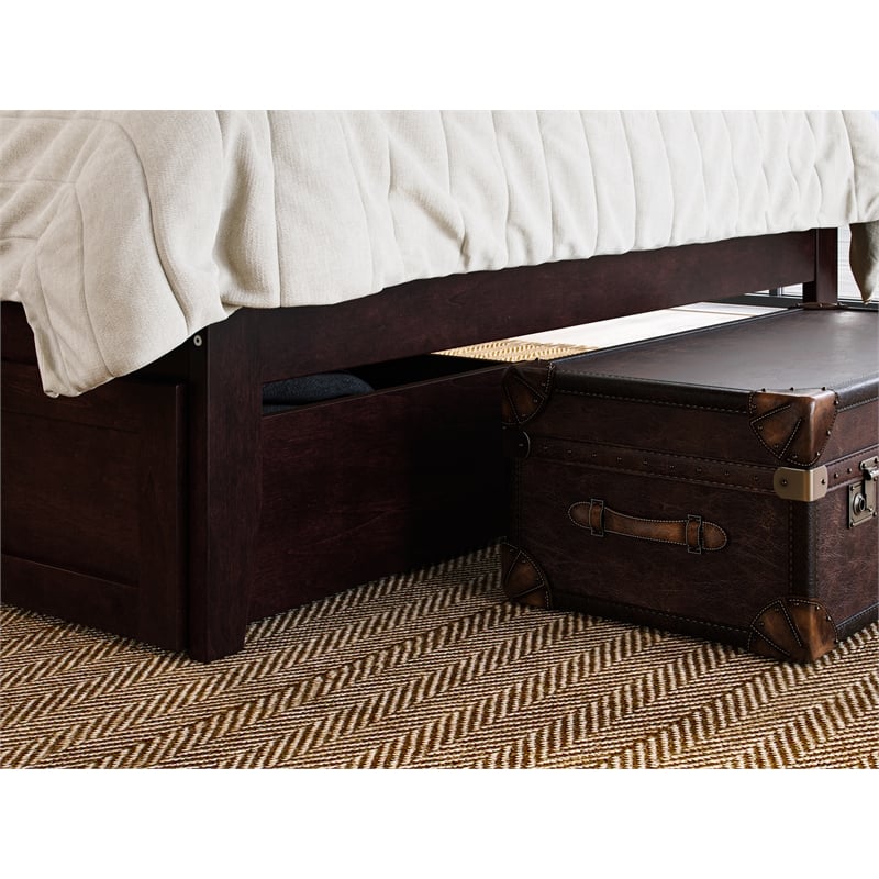 Warren Solid Wood Platform Bed with Storage Drawers Set of 2 Full Espresso