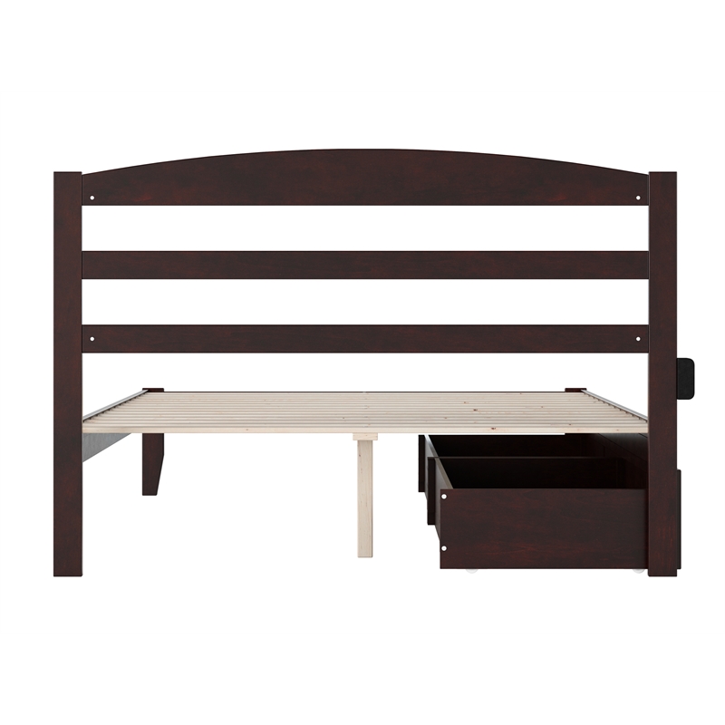 Warren Solid Wood Platform Bed with Storage Drawers Set of 2 Queen Espresso