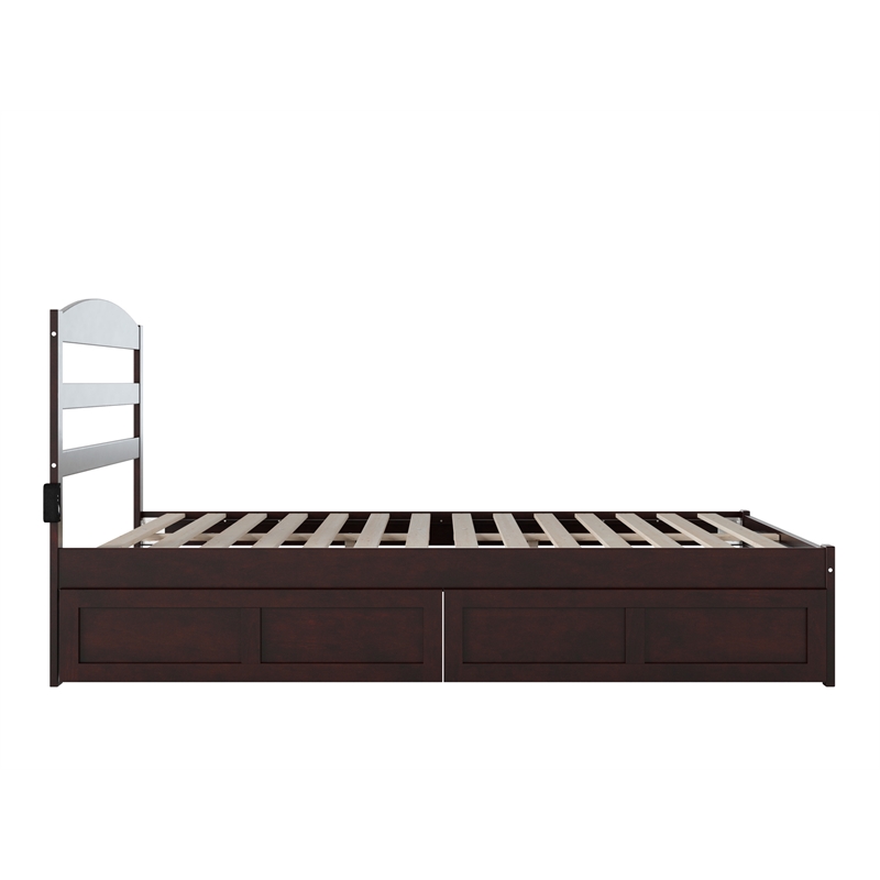 Warren Solid Wood Platform Bed with Storage Drawers Set of 2 Queen Espresso