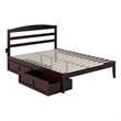 Warren Solid Wood Platform Bed with Storage Drawers Set of 2 Queen Espresso