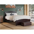 AFI Warren Solid Wood Full Platform Bed with Footboard & USB Charger in Espresso