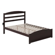 AFI Warren Solid Wood Full Platform Bed with Footboard & USB Charger in Espresso