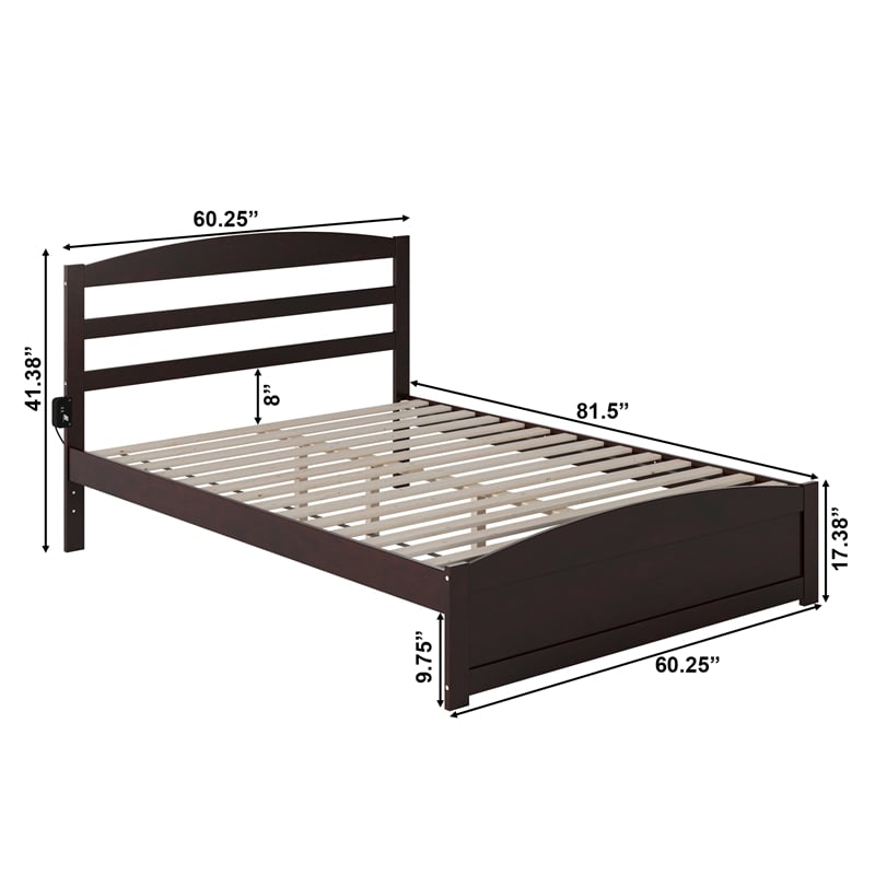Warren Solid Wood Platform Bed with Footboard Queen in Espresso