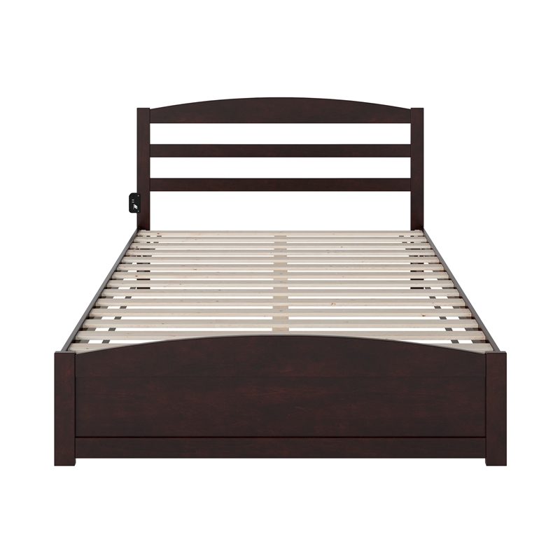 Warren Solid Wood Platform Bed with Footboard Queen in Espresso