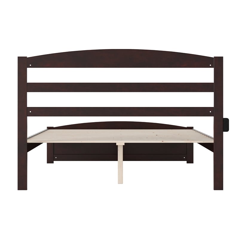 Warren Solid Wood Platform Bed with Footboard Queen in Espresso