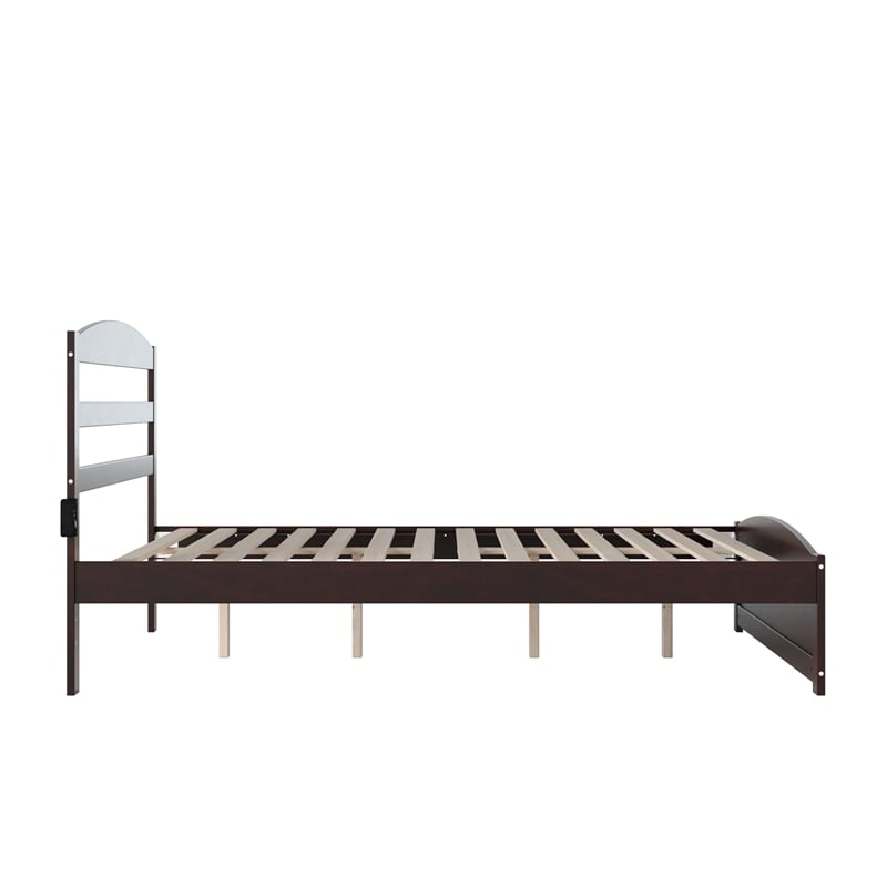 Warren Solid Wood Platform Bed with Footboard Queen in Espresso