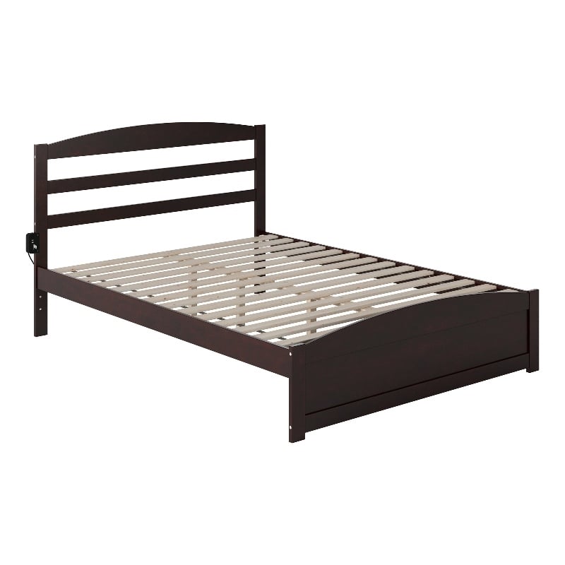 Warren Solid Wood Platform Bed with Footboard Queen in Espresso