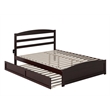 Warren Solid Wood Queen Platform Bed with Footboard Twin XL Trundle in Espresso