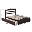 Warren Solid Wood Full Platform Bed with Footboard and Twin Trundle in Espresso