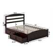 Warren Solid Wood Platform Bed with Footboard 2 Storage Drawers Full Espresso