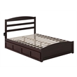 Warren Solid Wood Platform Bed with Footboard 2 Storage Drawers Full Espresso