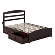 Warren Solid Wood Platform Bed with Footboard 2 Storage Drawers Full Espresso