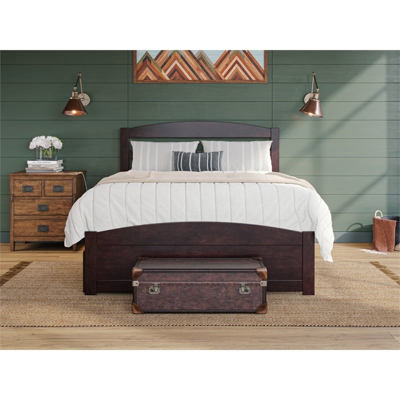 Warren Solid Wood Platform Bed with 2 Storage Drawers Queen in Espresso