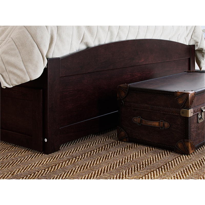 Warren Solid Wood Platform Bed with 2 Storage Drawers Queen in Espresso