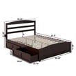 Warren Solid Wood Platform Bed with 2 Storage Drawers Queen in Espresso