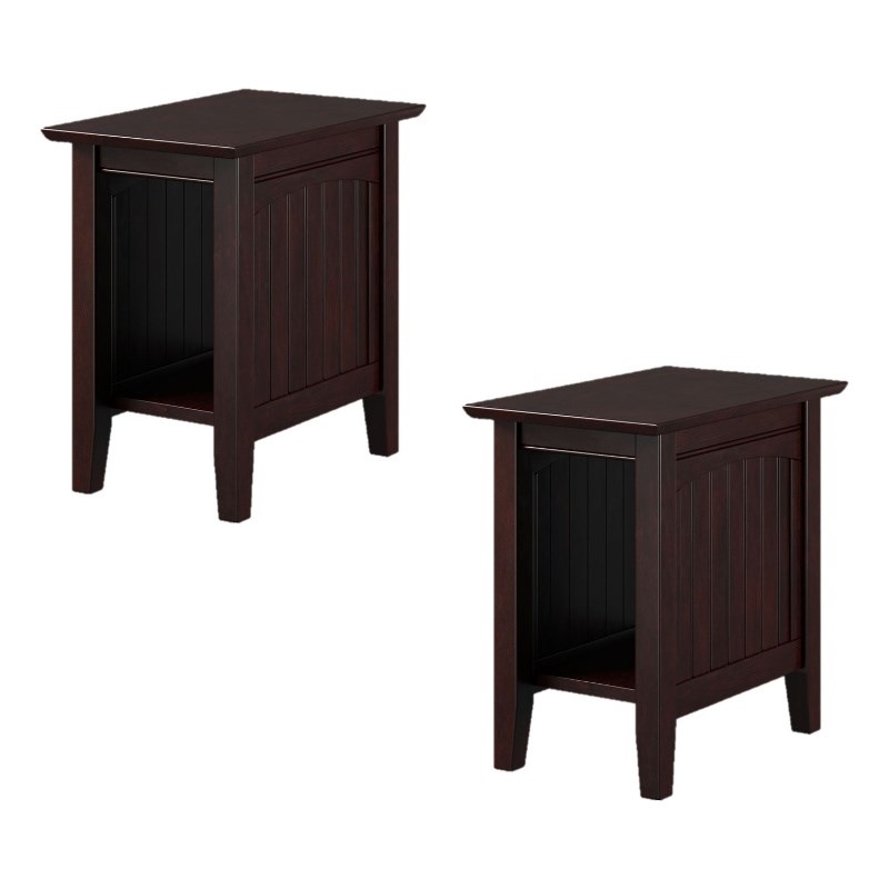 AFI Nantucket Solid Wood Modern Side Table (Set of 2) in Espresso