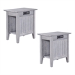 AFI Nantucket Solid Hardwood Side Table with USB Charger Set of 2 Driftwood