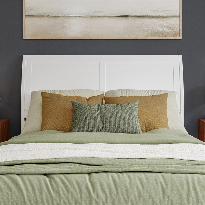 Portland Queen Sleigh Wood Headboard in White