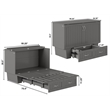 Nantucket Full Wood Size Murphy Bed Chest w/ Mattress & Built-in Charger in Gray