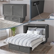 Nantucket Full Wood Size Murphy Bed Chest w/ Mattress & Built-in Charger in Gray