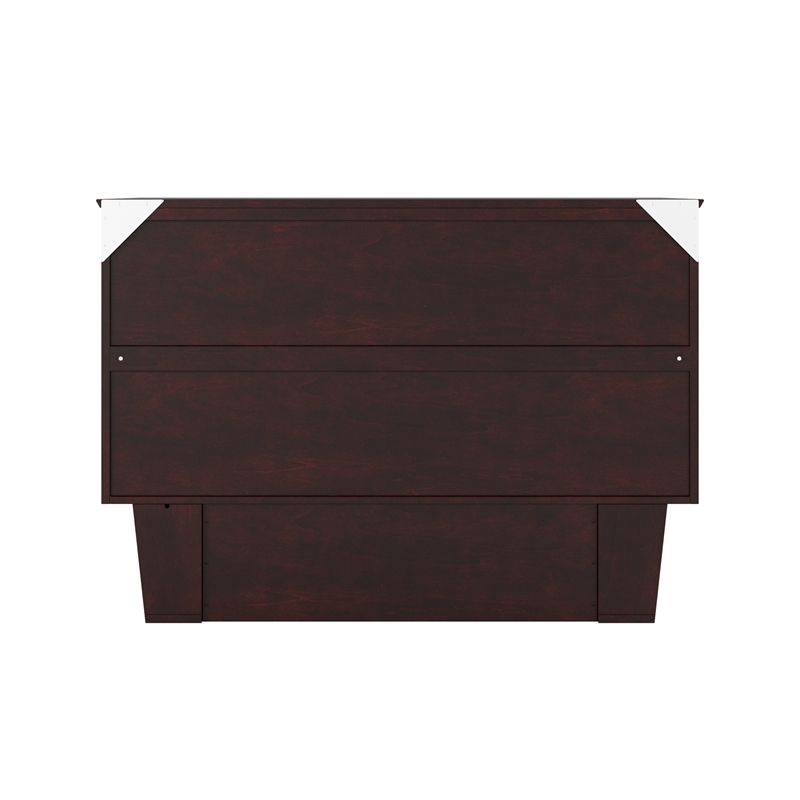 Monroe Solid Wood Frame Full Size Murphy Bed Chest with Mattress in Espresso