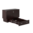 Monroe Solid Wood Frame Full Size Murphy Bed Chest with Mattress in Espresso