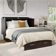 Monroe Solid Wood Frame Full Size Murphy Bed Chest with Mattress in Espresso