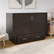 Monroe Solid Wood Frame Full Size Murphy Bed Chest with Mattress in Espresso