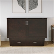 Monroe Solid Wood Frame Full Size Murphy Bed Chest with Mattress in Espresso